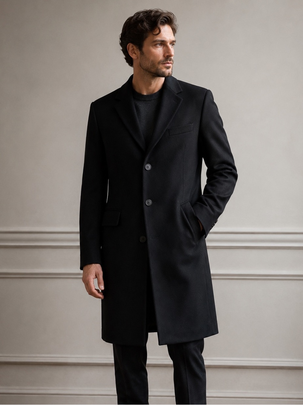 $495 MICHAEL KORS Men's Wool/ Cashmere Blend Lined Madison Coat Black Size 38R